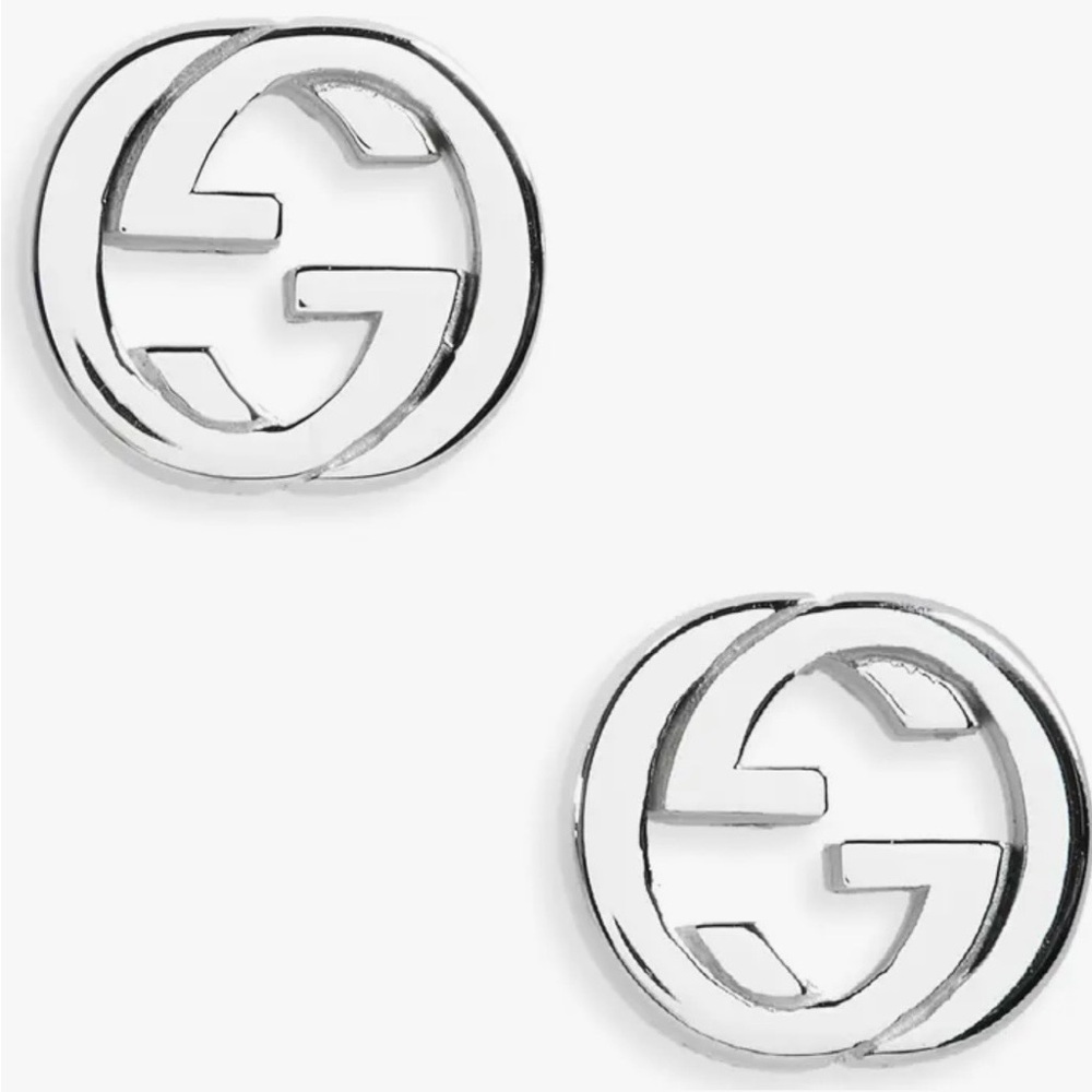 Gucci Silver Interlocking G Round Stud Earrings - image 3